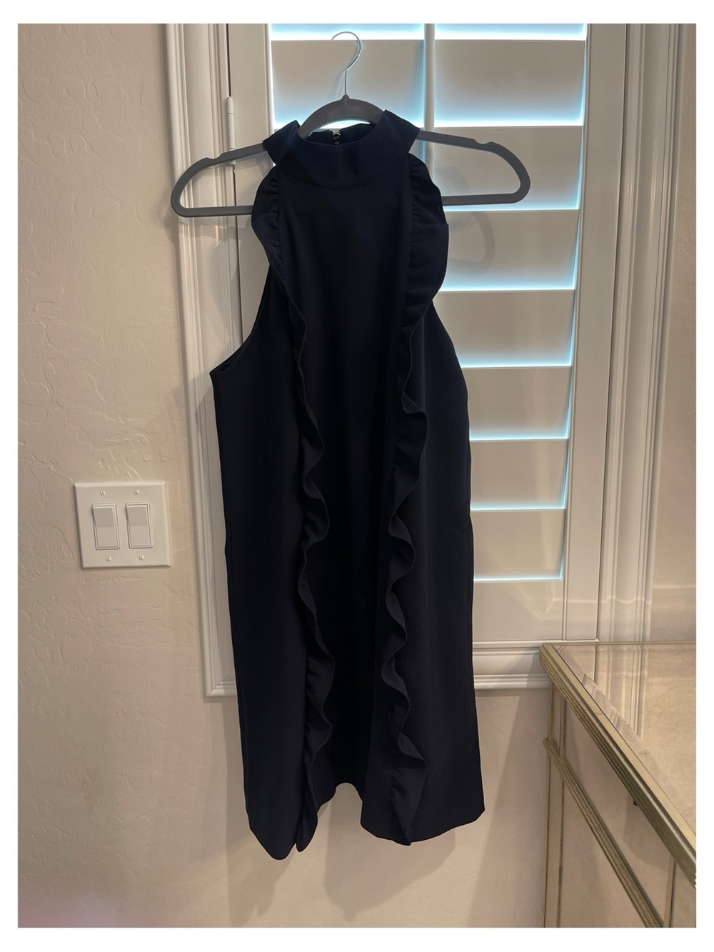 Ted Baker Navy High-Neck Dress with Gold Zip